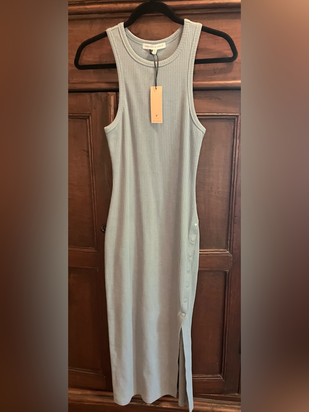 Rebecca Minkoff Sleeveless Ribbed Maxi Dress in Light Blue